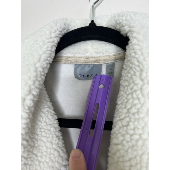 Athleta Apres Anything Vest Womens Tan Sherpa Fleece Lined Open Front Size Med - Picture 4 of 10